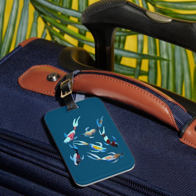 Étiquette À Bagage Koi Fish aquarelle (Insitu Rectoal 1)