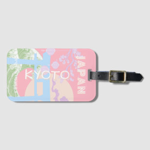 Étiquette À Bagage Kyoto Japan Travel Art, Pink Pastel Travel Art