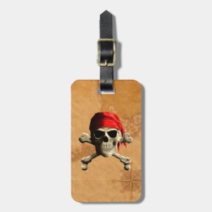 Étiquette À Bagage La carte de pirate de jolly roger