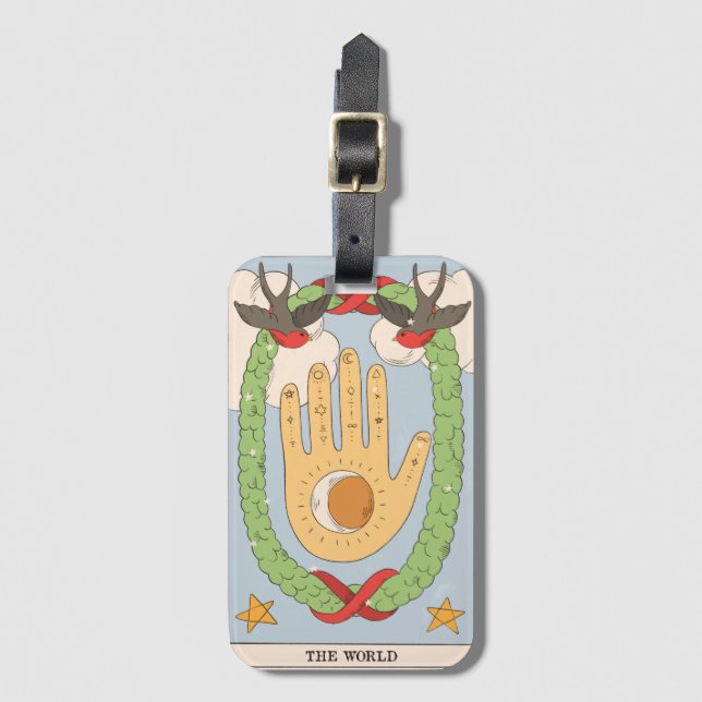 Étiquette À Bagage La carte tarot moderne du Monde Major Arcana (Devant Vertical)