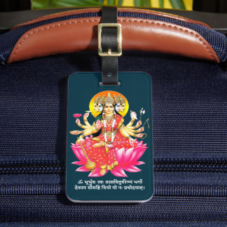 Étiquette À Bagage La déesse Gayatri Devi sur Lotus Hindu Deity