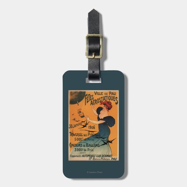 Étiquette À Bagage La femme Rouge-Dirigée attend l'affiche d'oiseaux (Devant Vertical)