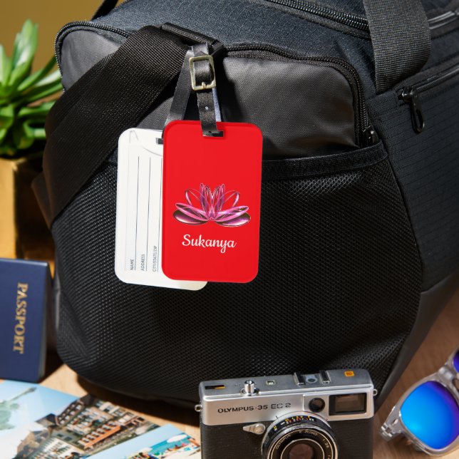 Étiquette À Bagage La fleur de lotus personnalisée (Recto & Verso)