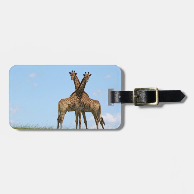 Étiquette À Bagage La girafe jumelle l'étiquette de bagage (Devant horizontal)