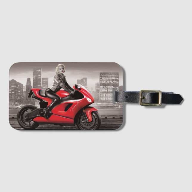 Étiquette À Bagage La moto de Marilyn (Devant Horizontal)