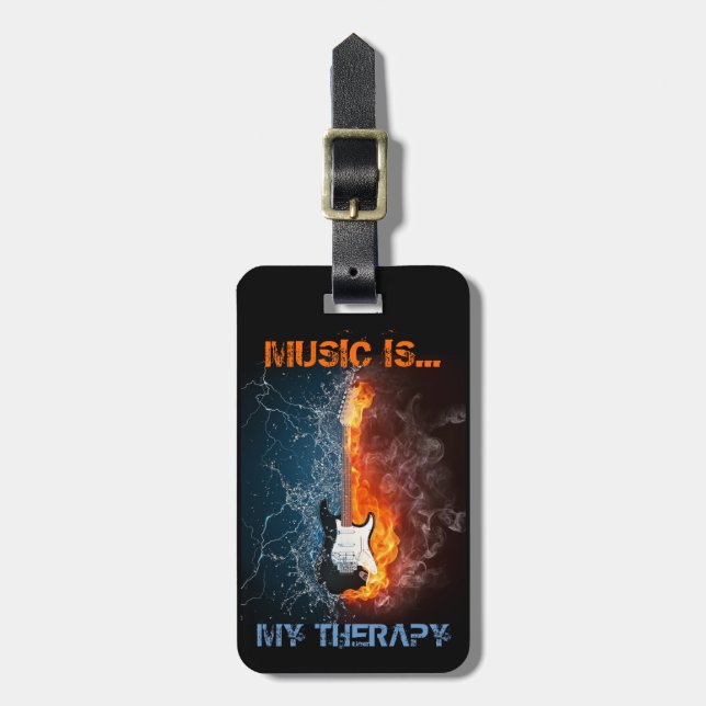 ÉTIQUETTE À BAGAGE LA MUSIQUE EST MA THÉRAPIE (Devant Vertical)