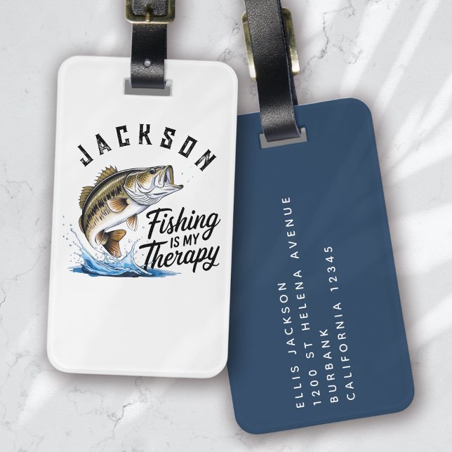 Étiquette À Bagage La pêche personnalisée est ma thérapie (Créateur téléchargé)