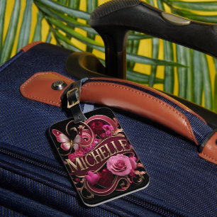 Étiquette À Bagage La plaque florale de Michelle