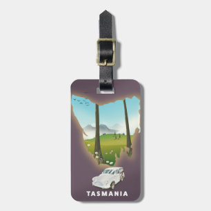 Étiquette À Bagage La Tasmanie a illustré carte de voyage poster.