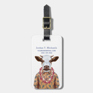 Étiquette À Bagage La vache à chemise hawaïenne   ajoutent votre nom