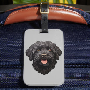 Étiquette À Bagage Labradoodle Chien noir