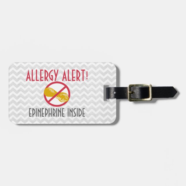 Étiquette À Bagage L'adrénaline d'allergie d'arachide à l'intérieur (Devant horizontal)