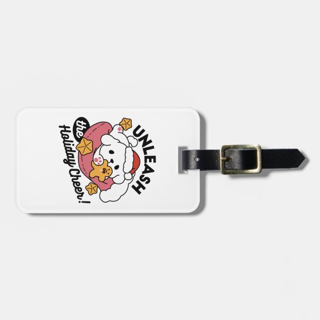 Étiquette À Bagage Laisser la joie des fêtes - Noël de chien mignon (Devant horizontal)