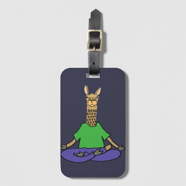 Étiquette À Bagage Lama mignon faisant la bande dessinée de yoga (Devant Vertical)
