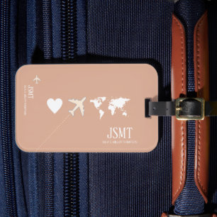 Étiquette À Bagage L'amour pour voyager dans le monde rose-poussiéreu