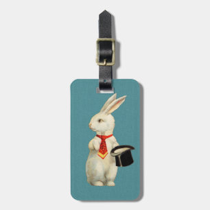 Étiquette À Bagage Lapin blanc vintage