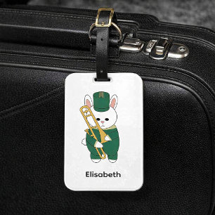 Étiquette À Bagage Lapin de groupe de trombone personnalisable vert e