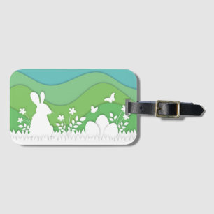 Étiquette À Bagage lapin de Pâques, oeuf de Pâques, nature des vacanc