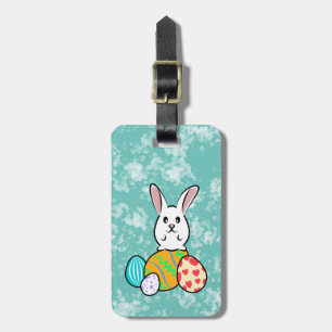 Étiquette À Bagage Lapin de Pâques sur les oeufs de Pâques