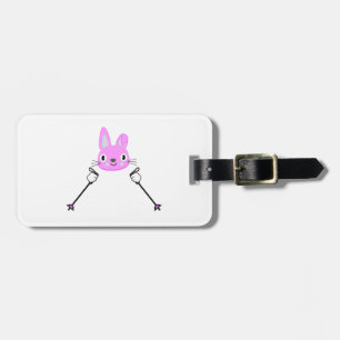 Étiquette À Bagage Lapin de ski avec bâtons de ski