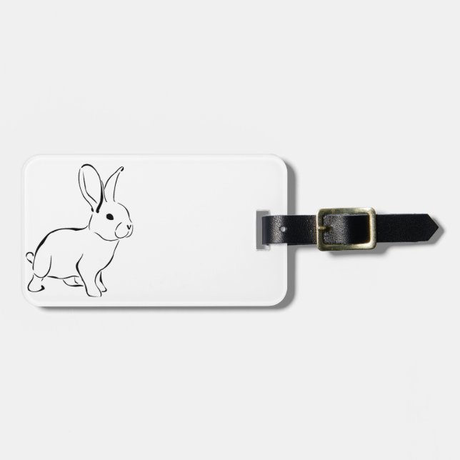 Étiquette À Bagage Lapin Doux Lapin Joli Art Cartoon Nature (Devant horizontal)