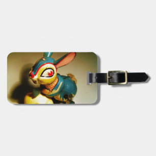 Étiquette À Bagage lapin jouet et oeuf jaune pâle