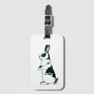 Étiquette À Bagage Lapin :  Noir et Blanc