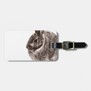 Étiquette À Bagage Lapin noir et blanc