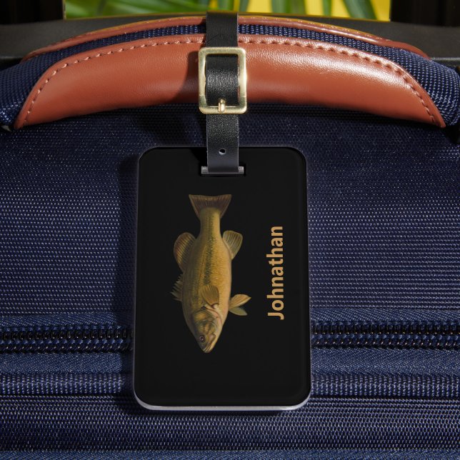 Étiquette À Bagage Largemouth Bass Fish and Name Phone Double-Sided (Insitu Rectoal 2)