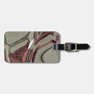 Étiquette À Bagage L'art Abstrait gris et rouge
