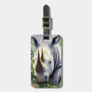 Étiquette À Bagage L'art botanique du rhinocéros blanc