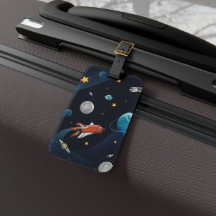 Étiquette À Bagage L'astronaute spatiale Navette Voyage Lune étoiles