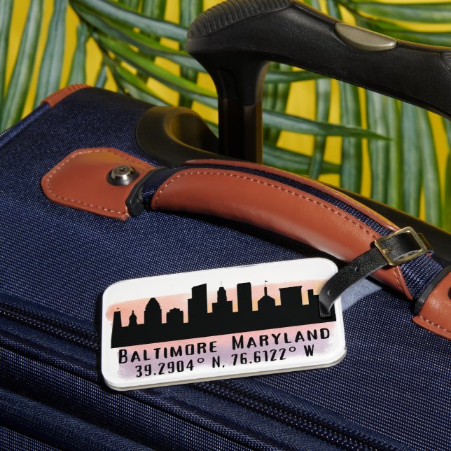 Étiquette À Bagage Latitude et longitude de Baltimore Skyline (Insitu Rectoal 3)
