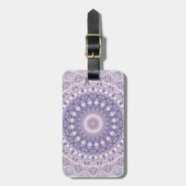 Étiquette À Bagage Lavande et Lilac Mandala Motif (Devant Vertical)