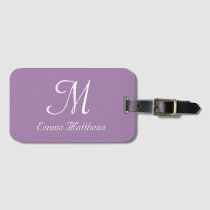 Étiquette À Bagage Lavande moderne Monogramme Nom Voyage Vacances