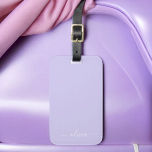 Étiquette À Bagage Lavande Violet Féminin Nom Monogramme Moderne Scri