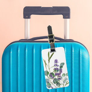 Étiquette À Bagage Lavande violette fleurs eucalyptus