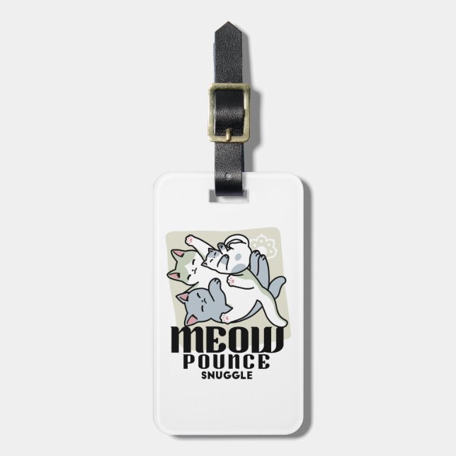 Étiquette À Bagage Laze Furr Days - Cute Lazy Cats Design (Devant Vertical)