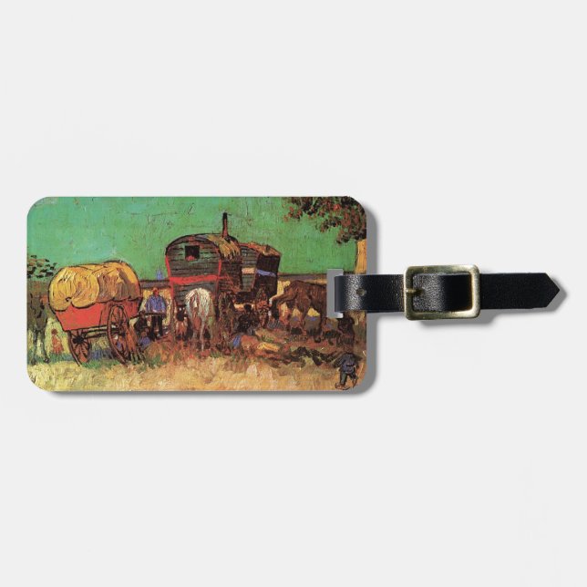 Étiquette À Bagage L'campement des Tziganes avec Caravanes, Van Gogh (Devant horizontal)