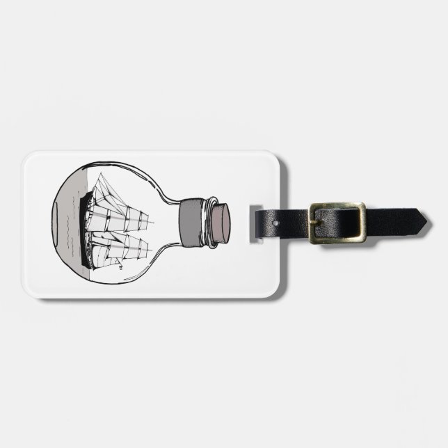 Étiquette À Bagage Le bateau dans l'ampoule en verre (Devant horizontal)