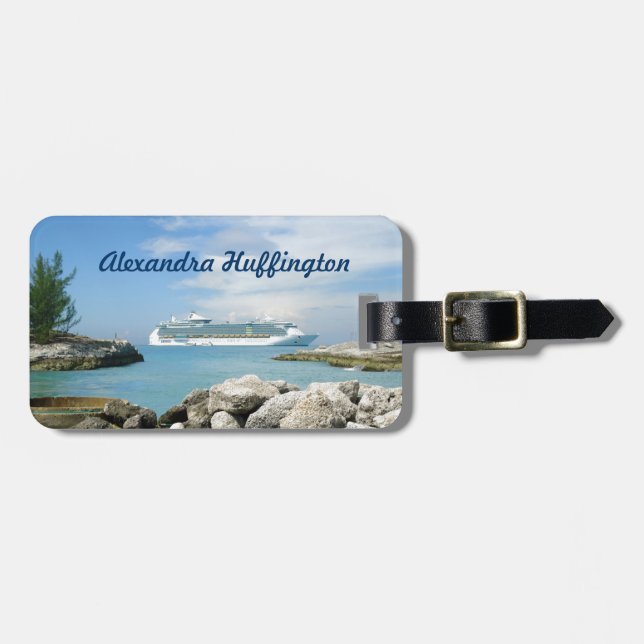 Étiquette À Bagage Le bateau de croisière chez CocoCay a personnalisé (Devant horizontal)