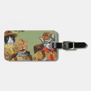 Étiquette À Bagage Le chat surveille étiquette de bagage