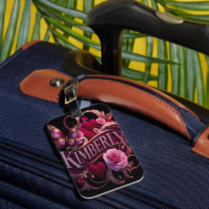 Étiquette À Bagage Le coeur floral de Kimberly
