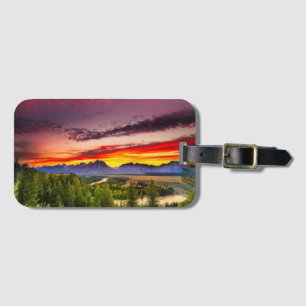 Étiquette À Bagage Le coucher du soleil d'été chez la rivière Snake
