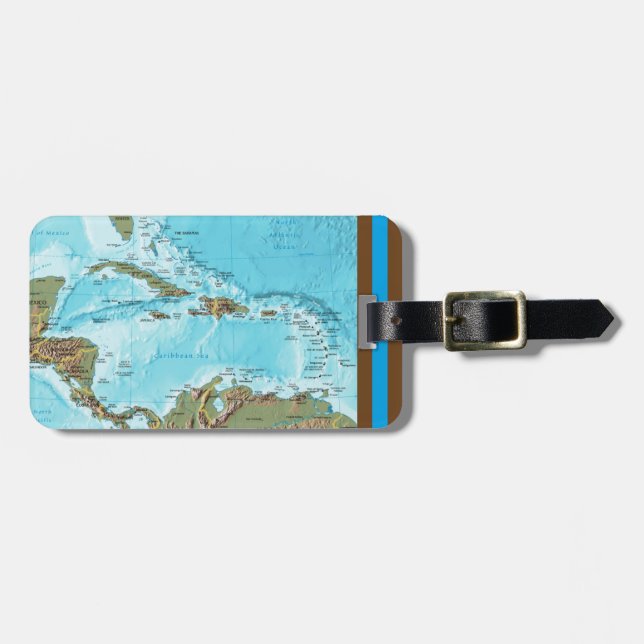 Étiquette À Bagage Le des Caraïbes (carte) personnalisé (Devant horizontal)