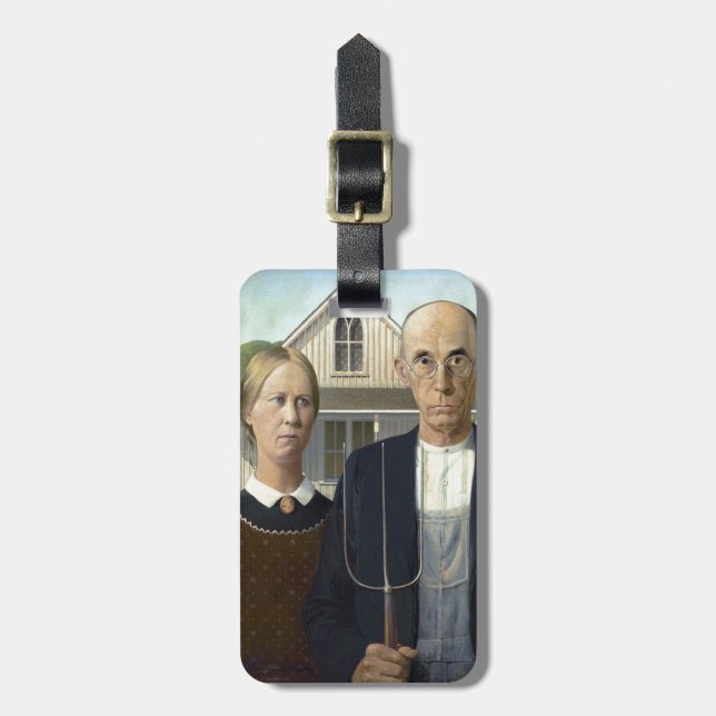 Étiquette À Bagage Le gothique américain de Grant Wood (Devant Vertical)