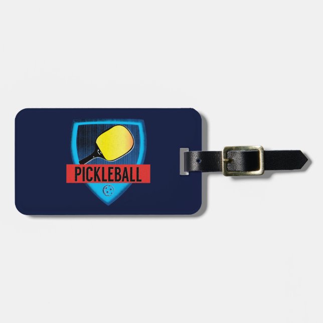 Étiquette À Bagage Le joueur de Pickleball folâtre l'étiquette (Devant horizontal)