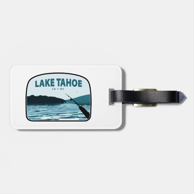 Étiquette À Bagage Le lac Tahoe Californie Nevada Fishing Rod (Dos horizontal)