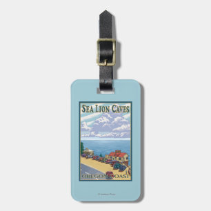 Étiquette À Bagage Le lion d'OregonSea foudroie l'affiche de Vintage