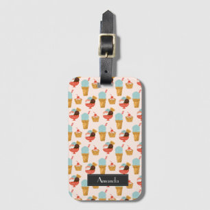 Étiquette À Bagage Le motif mignon   de griffonnage de crème glacée